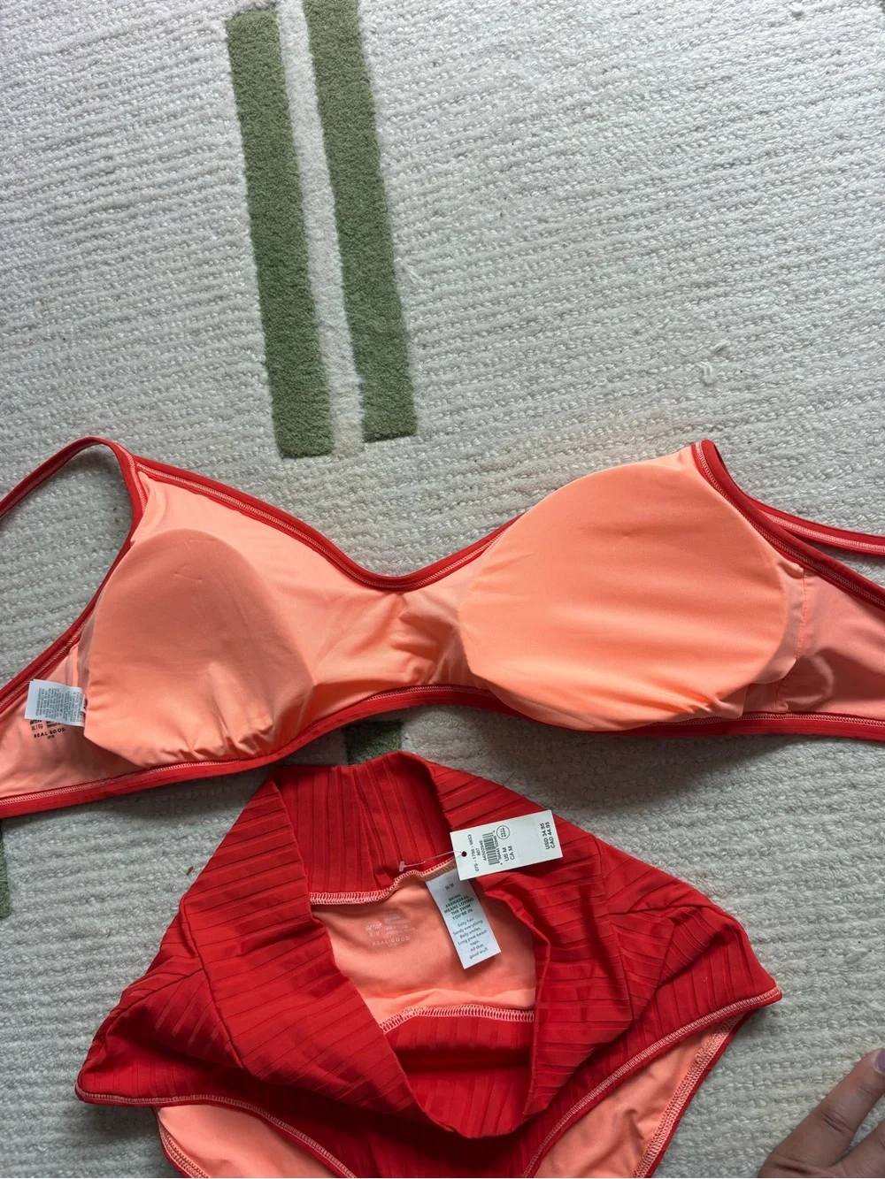 aerie Red Ribbed High-Waist Bikini Set
